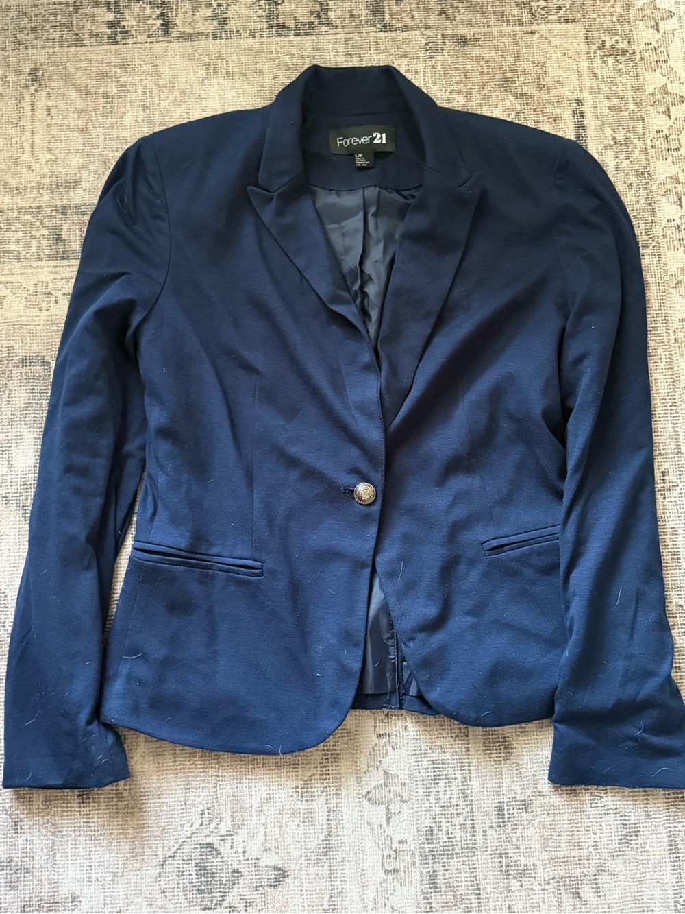 Forever 21 Women's Navy Tailored Single-Button Blazer